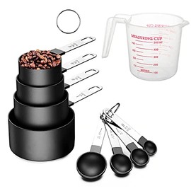 8 Cucharas Medidoras y Tazas Medidoras,Herramientas de Medición de Cocina Apilables con Mango de Acero Inoxidable,Tazas Medidoras de Cocina para Medir Líquidos y Los Ingredientes
