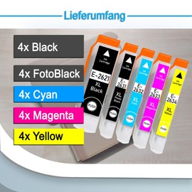 No. 26XL Printer Cartridges Compatible / Replacement for Epson Expression Premium XP-510, XP-520, XP-600, XP-605, XP-610, XP-615, XP-620, XP-625, XP-700, XP-710, XP-720, XP-800, XP-810, XP-820 (Pack