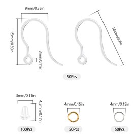 50Pcs Clear Plastic Earring Hooks - Non-Allergenic Plastic Earrings, Plastic Earrings for Sensitive Ears, Earrings Components with Earring Hooks for Jewelry Making
