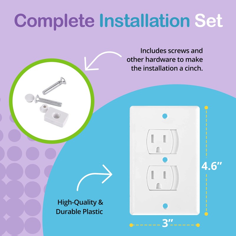 Self-Closing Electrical Wall Outlet Covers for Baby Proofing, Premium Plastic,