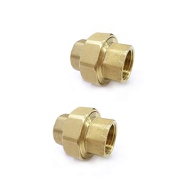 Aolemi Brass Pipe Fitting Coupling 1/2" x 1/2" Female Pipe Fittings Union 1/2 Inch NPT Female x NPT1/2 Female Fitting Threads Adapter Brass 2 PCS