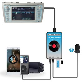 Bluetooth Car Audio Input Adapter with USB AUX 3 in 1 MP3 Transmitter Hands-Free Calling Compatible with Toyota Camry Prius MarkX RX300 ES300 OEM Navigation Radio