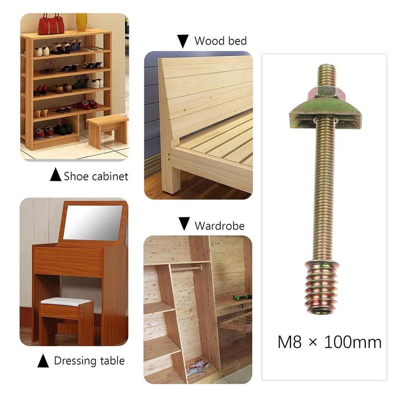 Semetall 10 Sets Bed Frame Hardware Connector Kit