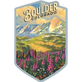 Die Cut Sticker Boulder, Colorado, Flatirons, Oil Painting, Contour Vinyl Sticker 3 to 6 inches, (Waterproof Decal for Cars, Water Bottles, Laptops, Coolers), Large