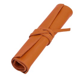Supple and beautiful aniline leather roll pen case genuine leather Himeji leather pencil case carefully manufactured by Japanese craftsmen, aniline orange, Casual