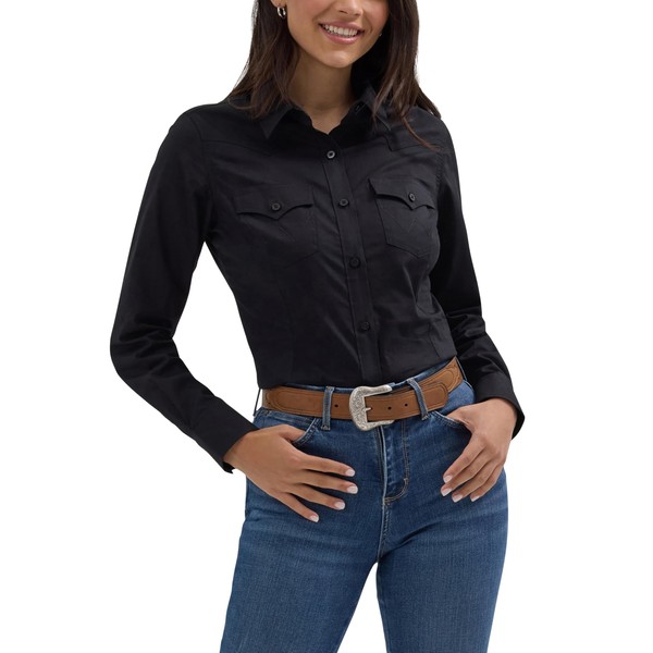 Wrangler Western Women's Retro Button-Down Shirt, Black