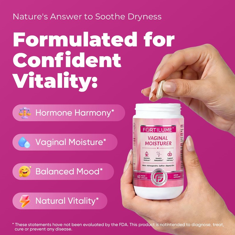 FORTILUME Vaginal Moisture & Mood Supplement for Women, 60 Capsules