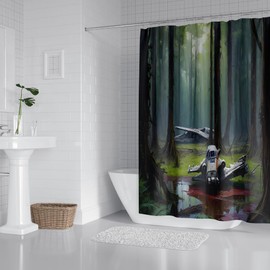 Green Planet Forest Design Shower Curtain Waterproof Fabric 72x72 Inches
