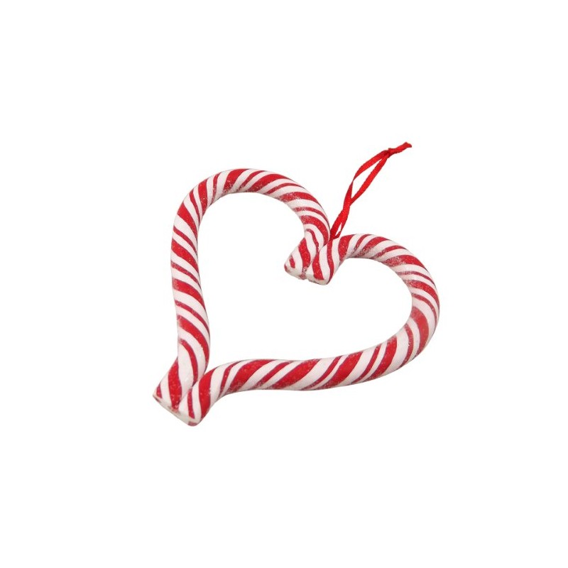 Gisela Graham Christmas Decoration - Candy Cane Heart Decoration