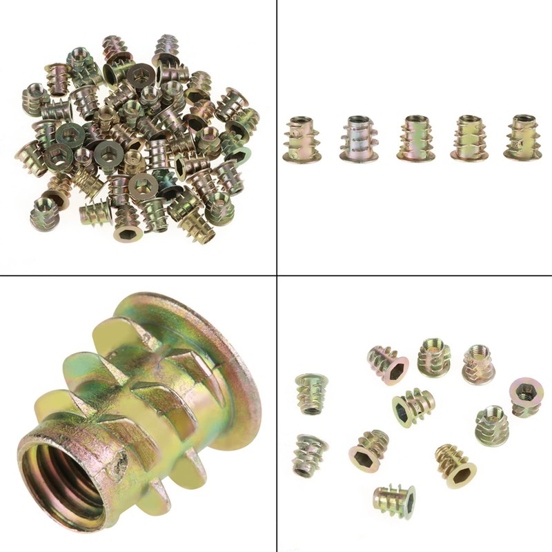 Jeffergarden 50pcs Insert Nuts Zinc Alloy Hex Nuts Embedded Nuts
