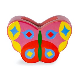 ban.do Small Decorative Vase, Colorful Ceramic Shelf Decor, Unique Vase Doubles as Pencil Cup, Butterfly