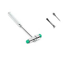 Babinski Buck Hammer - Neurological Reflex Hammer 7" Diagnostic Examination with Pin & Brush (Stainless Steel) (Green)