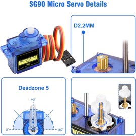 YUNIQUE GREEN-CLEAN-POWER 9G Micro Servo Motor for RC Helicopter, Aircraft, Boat and Robot, Precise Control, Compatible with Arduino, Raspberry Pi, Pack of 10, Blue, Plastic