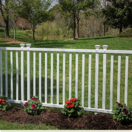 Zippity Outdoor Products 3ft H x 3.5ft W (2 Panels) No Dig Zippity Baskenridge Fence Panel Kit, Vinyl Fence Panel, White Vinyl Fences for Yard, Temporary Fence for Backyard, White Picket Fence Garden Border, DIY Fence ZP19037