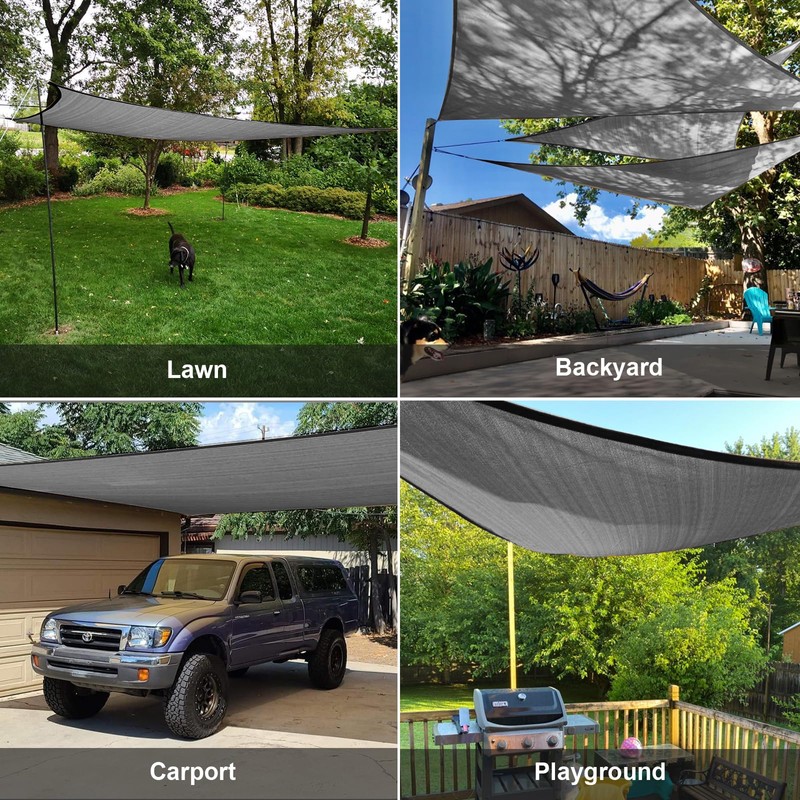 SUNLAX Custom Size Sun Shade Sail 8'x10'x12.8' Dark Grey Triangle