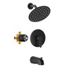 HoliSpa Tub Shower Faucet, Matte Black Shower Faucet Set with