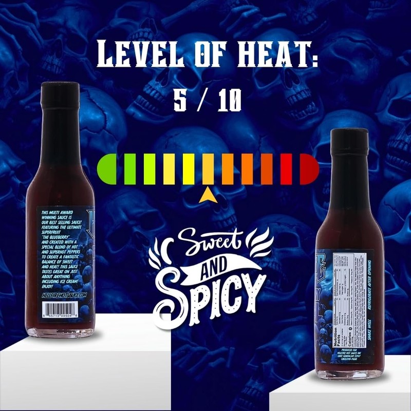 Hellfire Blueberry Hell Hot Sauce with Carolina Reaper Peppers, Gourmet,