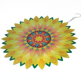 CENPEK 3D Wind Stainless Steel Color Metal Rotating Brilliant Flower Wind Chime Home Outdoor Garden Decoration Wind