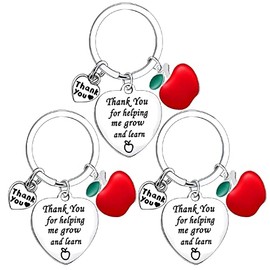 BESPMOSP 3PCs Teacher Appreciation Gifts Teacher Gifts Teacher Keyring Teacher Birthday Gifts Retirement Gifts Graduation Gifts Thank You For Helping Me Grow And Learn Teacher Present