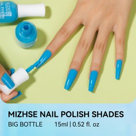 MIZHSE Regular Nail Polish: Bright Blue Quick Dry Nail Polish Air Dry Fast, 15ml/0.5 fl oz Regular Water-based Nail Lacquer Non-Gel Full Coverage High Glossy Manicure DIY Nail Art Salon Ideal Gift