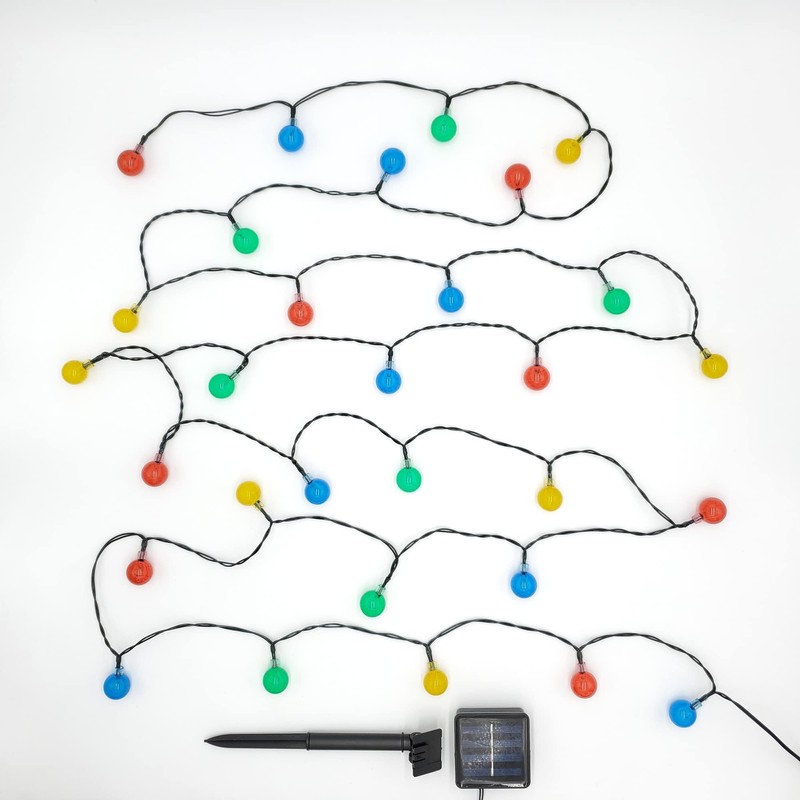 LumaBase Solar Powered Crystal Ball String Lights - Multicolor