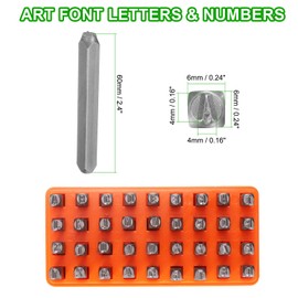 sourcing map 36pcs Metal Stamping Kit 5/32" (4mm) Steel Uppercase Letter and Number Punch Set (A-Z / 0-8 / "&" Symbol) Punch Press Tool with Case for Imprinting Metal Plastic Wood Leather