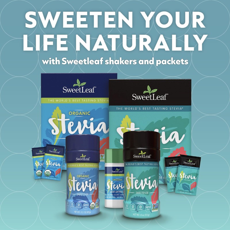 SweetLeaf Organic Stevia Packets - Zero Calorie Stevia Powder, No