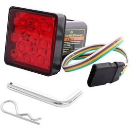 MAXXHAUL 50021 Trailer Hitch Cover with 12 LED's Brake and Tail Light Functions, 1 Pack