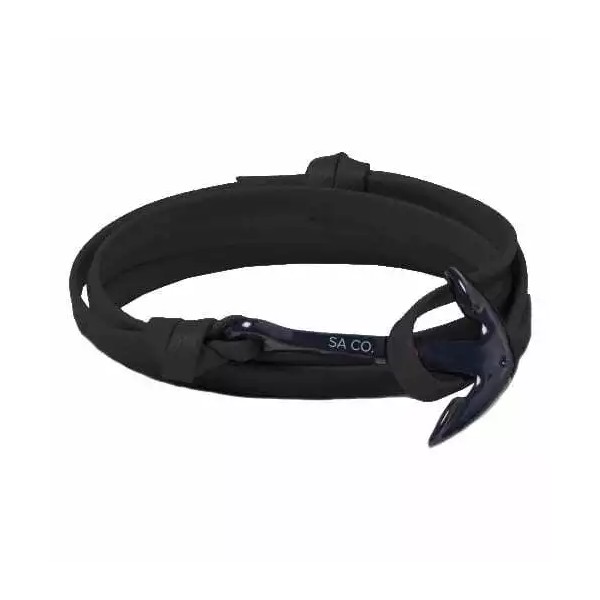Armour SA BLACK WRAP BRACELET Anchor Charm Adjustable Durable Waterproof