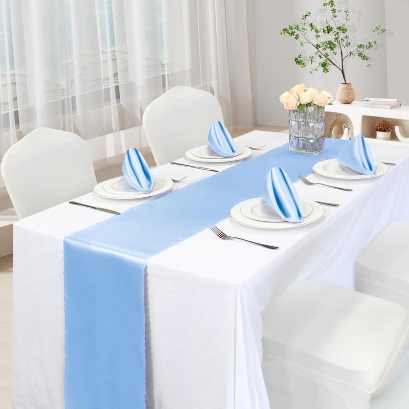 VACVELT 12 Pack Satin Table Runners 12 x 108 Inches