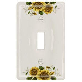 Sunflowers Wallplate Ceramic Porcelain Switchplate Cover, SingleToggle_3004T