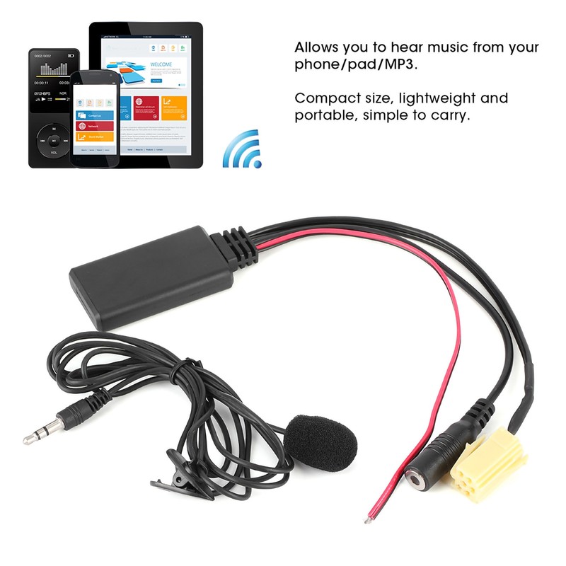 59.1in Bluetooth Radio Audio Cable Handsfree Car AUX Adapter with