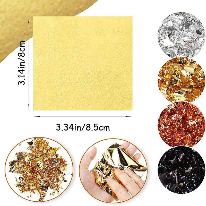 800Pcs Imitation Gold Silver Copper Foil Leaf Flake Gilding Sheets