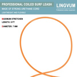 Surfboard Leash Premium Straight Surf Leash SUP Leg Rope 6/7/8/9 feet for Any Surfboards, Longboard, Paddleboard and Shortboard (Orange,8FT)