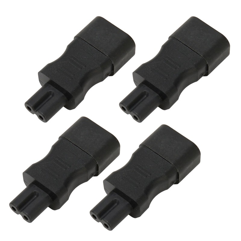4Pcs IEC320 C14 to IEC320 C7 Power Adapter Universal Black