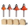Sinoprotools 4Pcs Round Over Router Bits 1/4 Shank, Roundover Beading