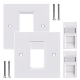 LEENUE RJ45 Socket Cat6, Single Ethernet Wall Socket, RJ45 Network Wall Plate 2 Pack with Keystone Jack, White