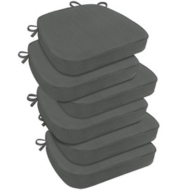 downluxe Chair Cushions for Dining Chairs, Waterproof Kitchen Chair Pads, Non-Slip Dining Seat Cushion with Ties, 17" x 16" x 2.5", Dark Grey, 6 Pack