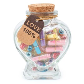XHDAI Capsule Letters Message in a Bottle Glass，Capsule Message Pills/Love Letter/Cute Gifts Ideas for Boyfriend/Girlfriend. (Transparent 50PCS)