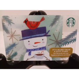 STARBUCKS CARD 2017 " BEST FRIENDS " CUTE CARD~SNOWMAN & REDBIRD~GREAT PRICE~NEW