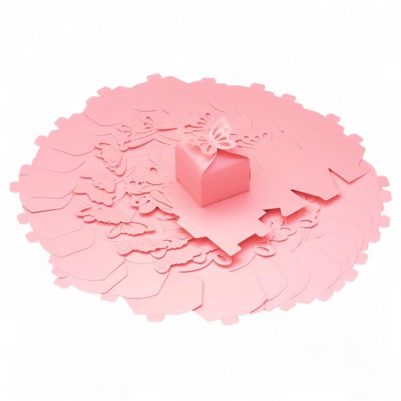 AKORD Butterfly Wedding Favour Boxes Candy Gift Boxes 30pcs (Pink)