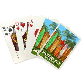 Lantern Press Morro Bay, California, Surfboard Fence (52 Playing Cards, Poker Size Card Deck with Jokers)
