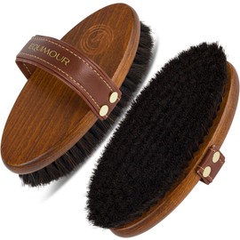 Equimour Horsehair Brush - Wooden Horse Brush with Natural Bristles