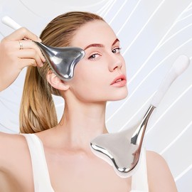 WYFCR 2PCS Unbreakable Stainless Steel Ice Globes for Facials, Stainless Steel Face Beauty Cryo Sticks for Girls Ladies,Targets Dark Circles, Cooling Spa Globes Cold Roller(White)