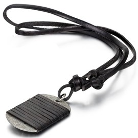 Cupimatch identity tag retro style, alloy, men’s / boy’s chain with adjustable black leather chain, fits 39.9 cm - 80 cm wrist