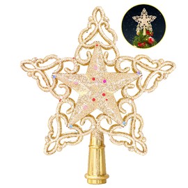 Christmas Tree Topper, 6.3 * 5.9 in Lightweight Tree Top Star Christmas Decorations, Xmas Party Christmas Tree Star Topper Home Accessories (Gold)