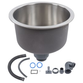 Fuwe Mini Round , Stainless Steel Single Bowl with Drainpipe Fitting, & Undermount Bar Sink for Kitchen, Bar, Hotel (30Cm Diameter)