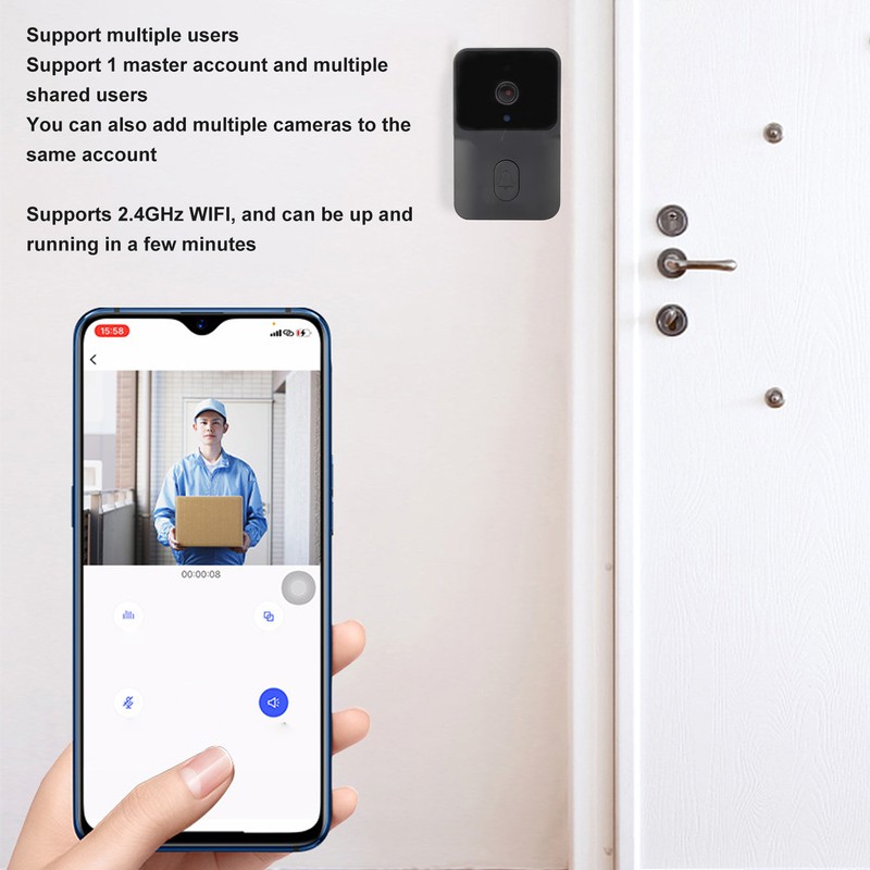 WIFI Video Door Bell HD 1080P IR Night Vision Remote