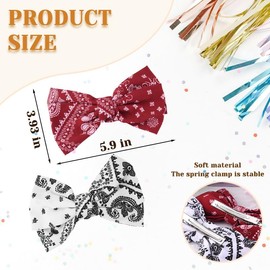 Red Bandana Hair Bows Stain Bow Hair Clips Accessories for Styling Paisley Print White Hair Bandanas Barrettes for Girls Women Alligator Clips
