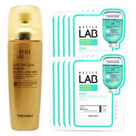 Tony Moly Intense Care Gold 24K Snail Emulsion + Master Lab Cica Mask Sheet 10 sheets free / 토니모리 인텐스 케어 골드 24K 스네일 에멀전+마스터랩 시카 마스크시트 10매 증정